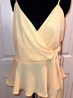 Women's Pale Yellow Wrap Camisole Tank Top